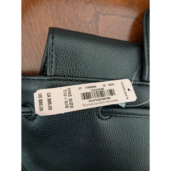 Victoria\'s Secret Backpack Black Drawstring Bucket Pebbled Faux Leather Snap New main image 11